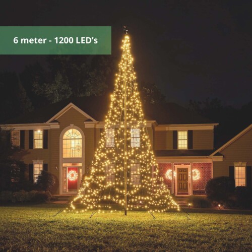 Fairybell vlaggenmast kerstboom 6 meter – 1200 LED’s Warm wit