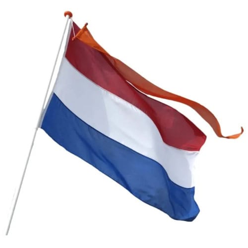 Gevel vlaggenstok complete set met Nederlandse vlag en oranje wimpel