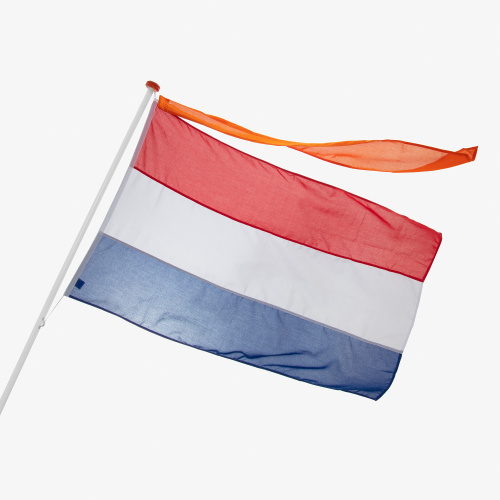 Gevel vlaggenstok complete set met Nederlandse vlag en oranje wimpel